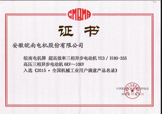 2015全國用戶滿意產(chǎn)品(YE3高效電機和高壓電機) 2015全國用戶滿意產(chǎn)品(YE3高效電機和高壓電機)